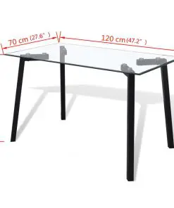 vidaXL Dining Table with Glass Top and Black Legs
