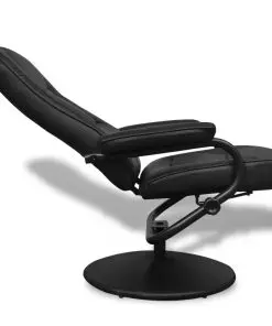 vidaXL TV Armchair with Footstool Black Faux Leather