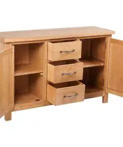vidaXL Sideboard with 3 Drawers 110×33,5×70 cm Solid Oak Wood