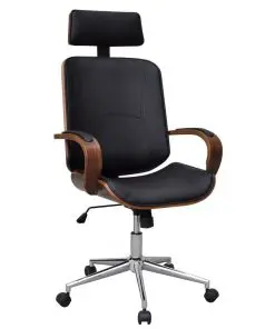Swivel Office Chair with Headrest Bentwood Artificial Leather