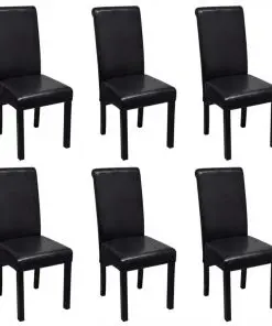 vidaXL Dining Chairs 6 pcs Black Faux Leather