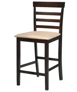 Brown Wooden Bar Table and 4 Bar Chairs Set