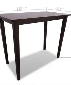 Brown Wooden Bar Table and 4 Bar Chairs Set