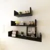 3 Black MDF U-shaped Floating Wall Display Shelves Book/DVD Storage 3 Black MDF U-shaped Floating Wall Display Shelves Book/DVD Storage
