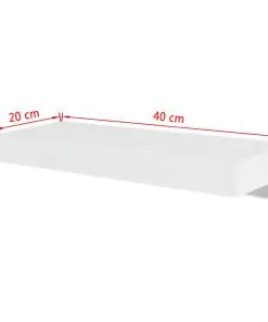 2 White MDF Floating Wall Display Shelves Book/DVD Storage