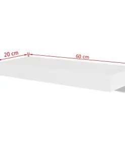 2 White MDF Floating Wall Display Shelves Book/DVD Storage