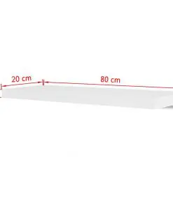 2 White MDF Floating Wall Display Shelves Book/DVD Storage