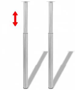 vidaXL Telescopic Table Legs 2 pcs Brushed Nickel 710 mm-1100 mm