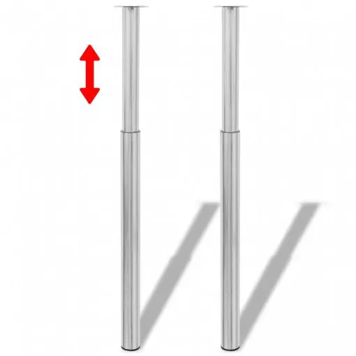 vidaXL Telescopic Table Legs 2 pcs Brushed Nickel 710 mm-1100 mm