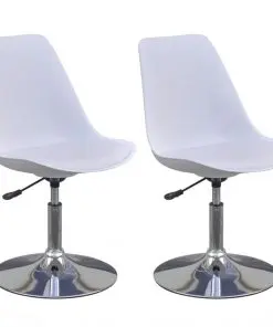 vidaXL Swivel Dining Chairs 2 pcs White Faux Leather