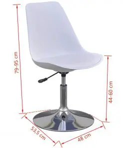 vidaXL Swivel Dining Chairs 2 pcs White Faux Leather