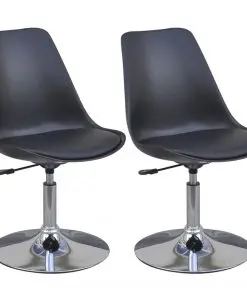 vidaXL Swivel Dining Chairs 2 pcs Black Faux Leather