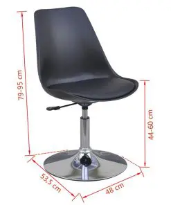 vidaXL Swivel Dining Chairs 2 pcs Black Faux Leather