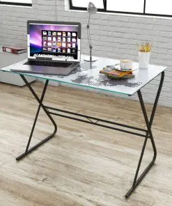 Glass Desk with World Map Pattern