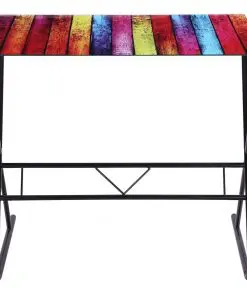 Glass Desk with Rainbow Pattern