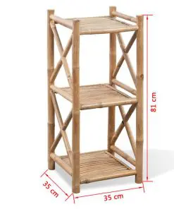 vidaXL 3-Tier Square Bamboo Shelf