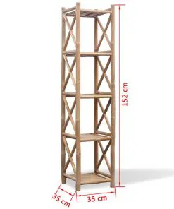 vidaXL 5-Tier Square Bamboo Shelf