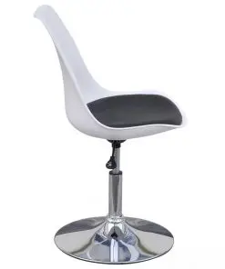 vidaXL Swivel Dining Chairs 6 pcs White and Black Faux Leather