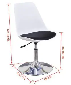 vidaXL Swivel Dining Chairs 6 pcs White and Black Faux Leather