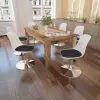 vidaXL Swivel Dining Chairs 6 pcs White and Black Faux Leather