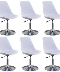 vidaXL Swivel Dining Chairs 6 pcs White Faux Leather