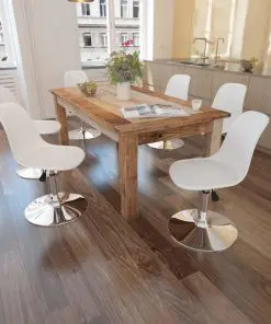 vidaXL Swivel Dining Chairs 6 pcs White Faux Leather