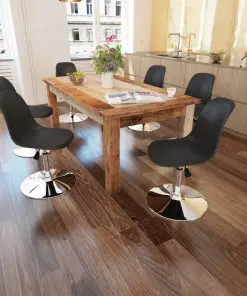 vidaXL Swivel Dining Chairs 6 pcs Black Faux Leather
