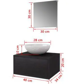vidaXL Three Piece Bathroom Furniture and Basin Set Black