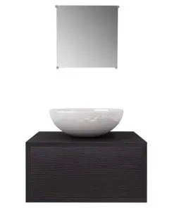 vidaXL Three Piece Bathroom Furniture and Basin Set Black