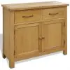 vidaXL Sideboard 90×33,5×83 cm Solid Oak Wood