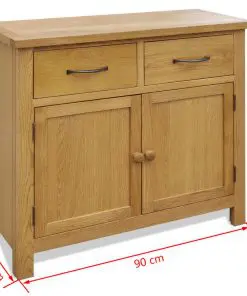 vidaXL Sideboard 90×33,5×83 cm Solid Oak Wood