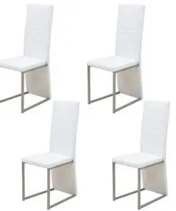vidaXL Dining Chairs 4 pcs White Faux Leather