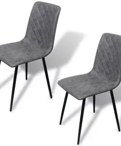 vidaXL Dining Chairs 2 pcs Grey Faux Leather