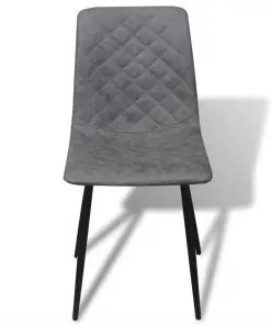 vidaXL Dining Chairs 2 pcs Grey Faux Leather