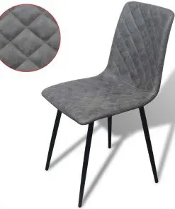 vidaXL Dining Chairs 2 pcs Grey Faux Leather