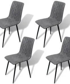 vidaXL Dining Chairs 4 pcs Grey Faux Leather
