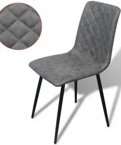 vidaXL Dining Chairs 4 pcs Grey Faux Leather