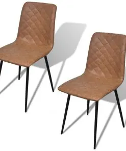vidaXL Dining Chairs 2 pcs Brown Faux Leather