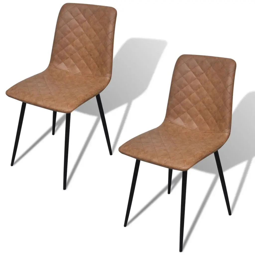 vidaXL Dining Chairs 2 pcs Brown Faux Leather