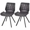 vidaXL Dining Chairs 2 pcs Black Faux Leather