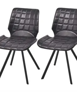 vidaXL Dining Chairs 2 pcs Black Faux Leather