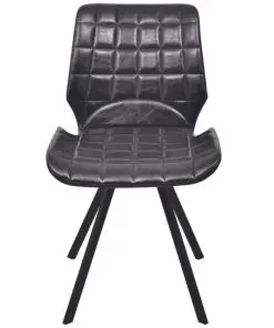 vidaXL Dining Chairs 2 pcs Black Faux Leather