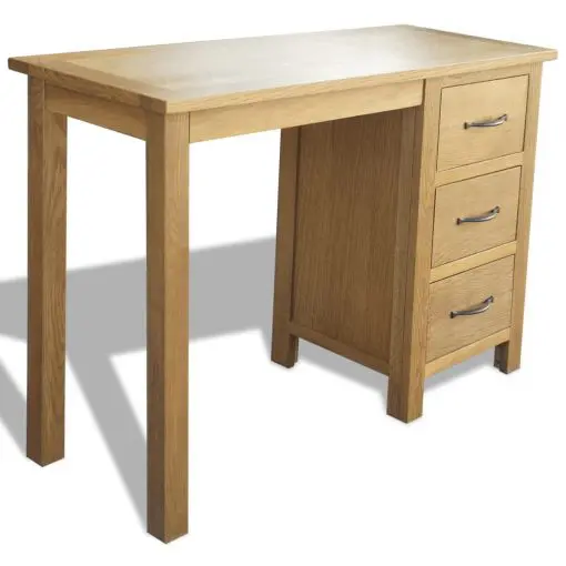 vidaXL Desk with 3 Drawers 106x40x75 cm Solid Oak Wood