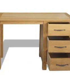 vidaXL Desk with 3 Drawers 106x40x75 cm Solid Oak Wood