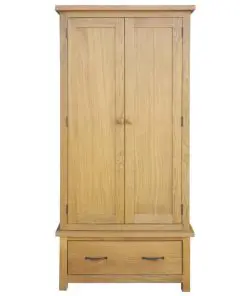 vidaXL Wardrobe with 1 Drawer 90x52x183 cm Solid Oak Wood