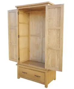 vidaXL Wardrobe with 1 Drawer 90x52x183 cm Solid Oak Wood