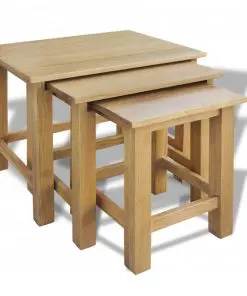vidaXL Nesting Tables 3 pcs Solid Oak Wood