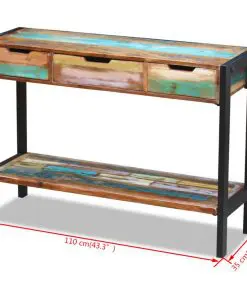 vidaXL Sideboard 3 Drawers Solid Reclaimed Wood