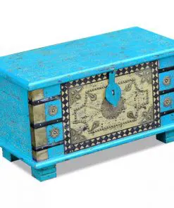 vidaXL Storage Chest Blue Mango Wood 80x40x45 cm