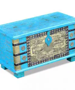 vidaXL Storage Chest Blue Mango Wood 80x40x45 cm